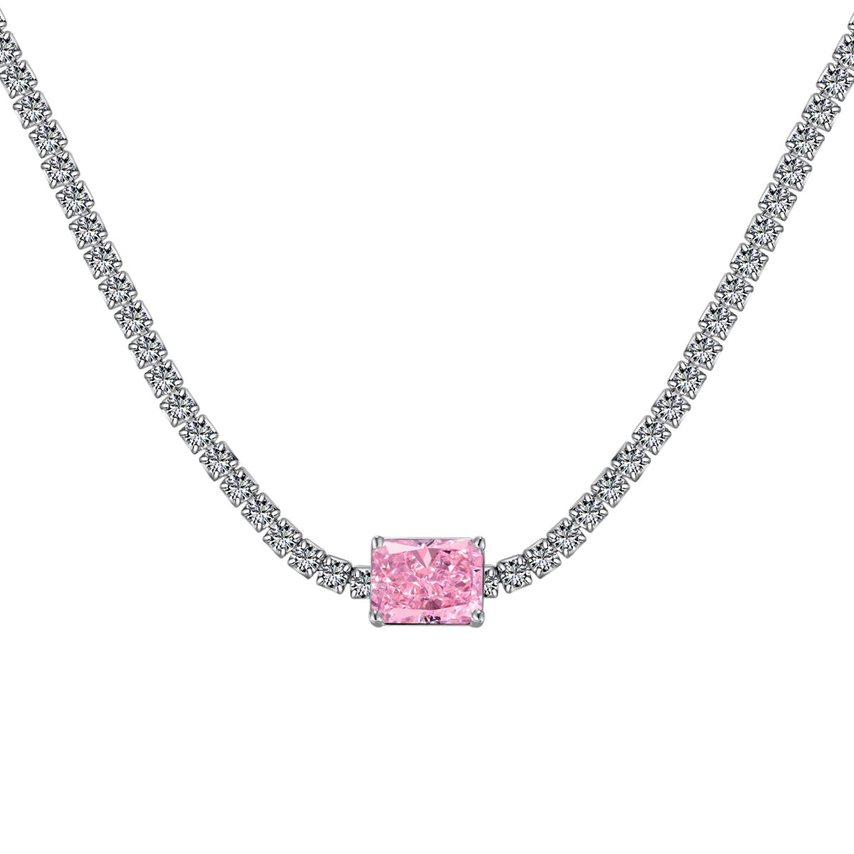 [Vivid Aurora]2.0 carat Ornate Emerald Cut Necklace