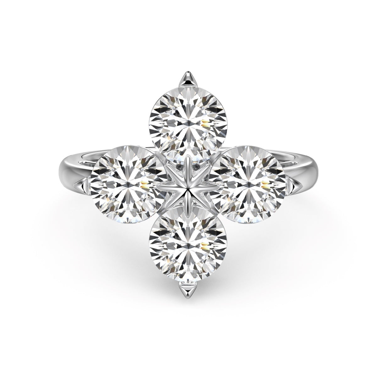 [Vivid Aurora]Four-Leaf Clover Eight-Pointed Star Ring