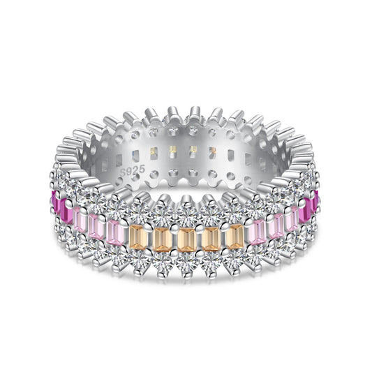 [Vivid Aurora]Verzierter farbenfroher Radiant Cut Tagesring