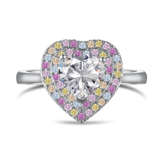 [Vivid Aurora]Delicate Ebullient Heart Shape Wedding Ring