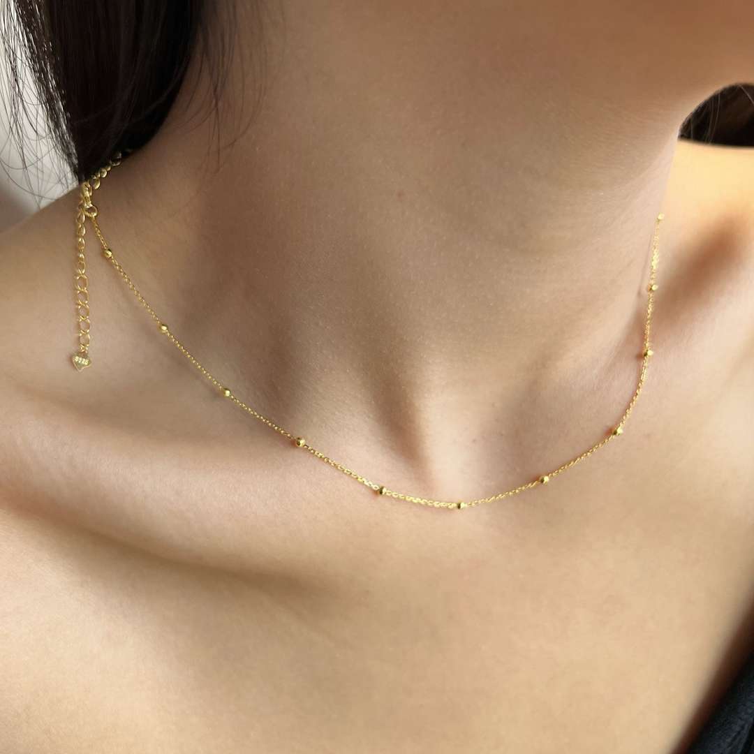 [Vivid Aurora]Small Bead Clavicle Chain Simple Necklace