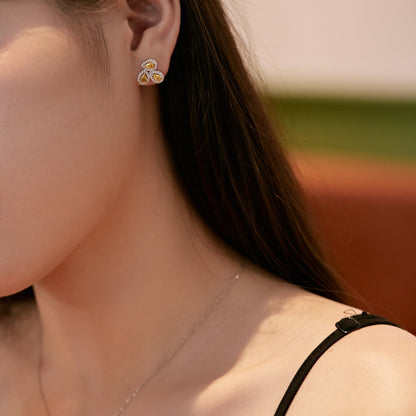 [Vivid Aurora]Ornate Flower Shape Pear Cut Lover Earrings