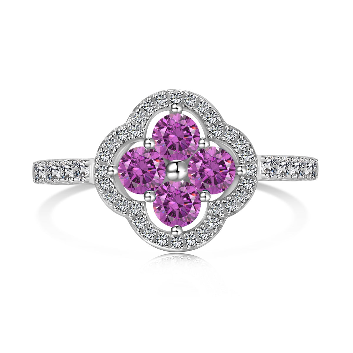 [Vivid Aurora]Ring mit vierblättrigem Kleeblatt-Blumendesign