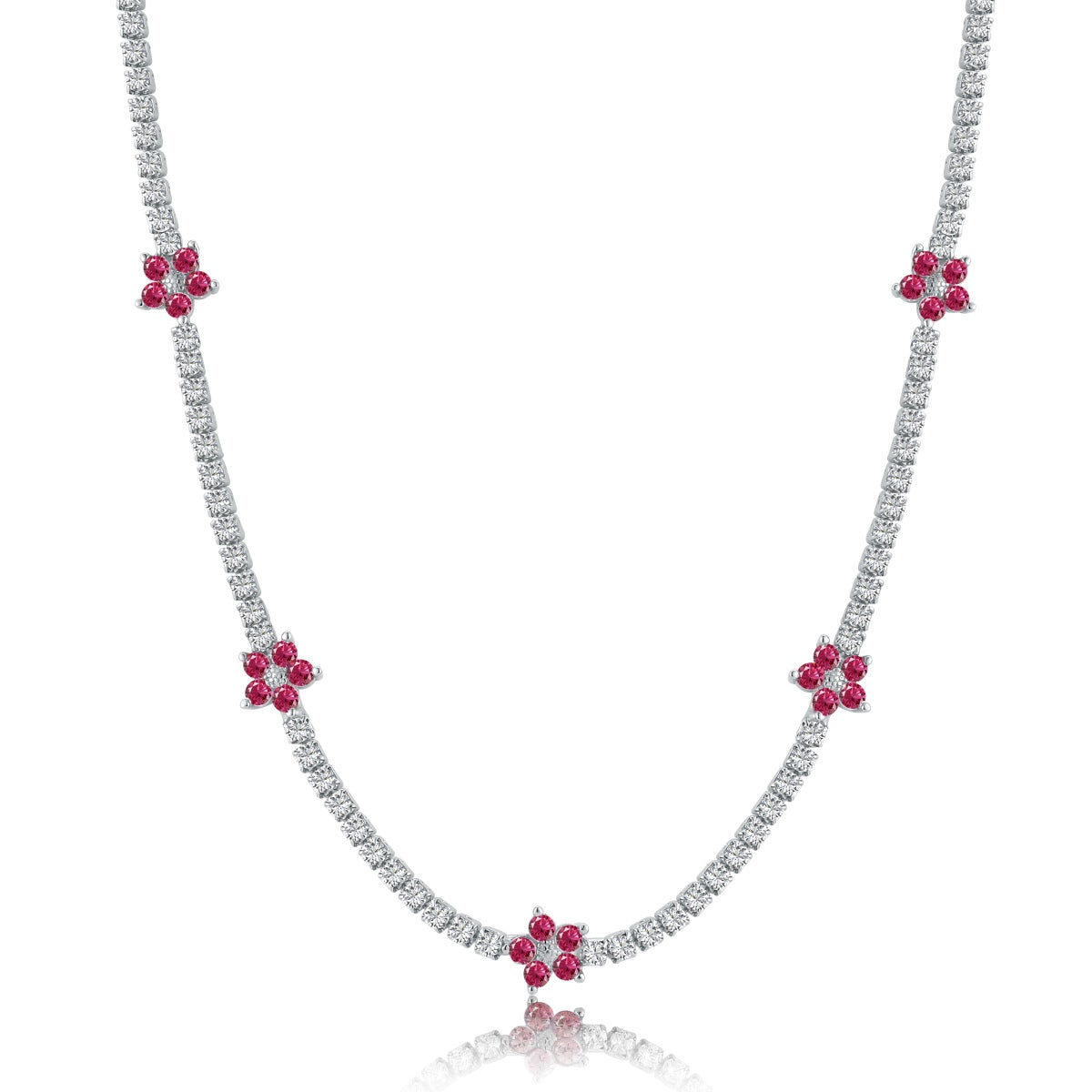 [Vivid Aurora]Luxurious Colorful Flower Tennis Necklace