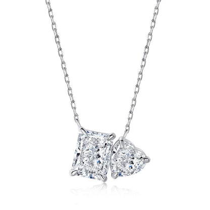 [Vivid Aurora]Dazzling Square & Heart Shape Necklace