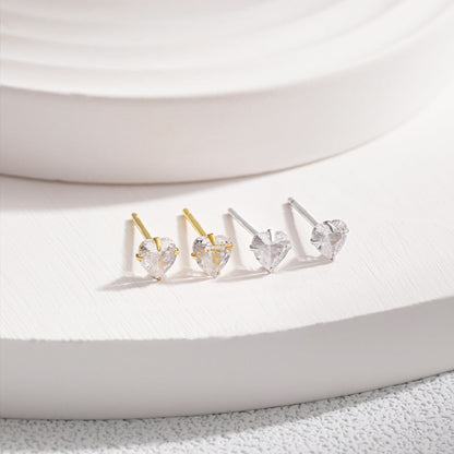 [Vivid Aurora]Sparkling Heart Shaped Simple Earrings