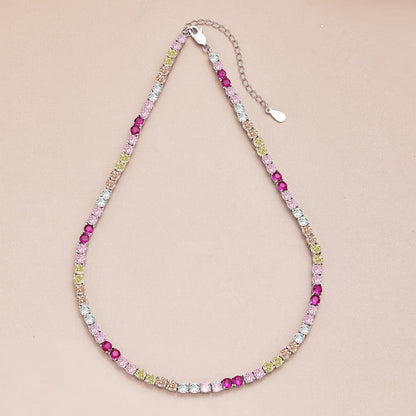 [Vivid Aurora]Delicate Colorful Tennis Necklace