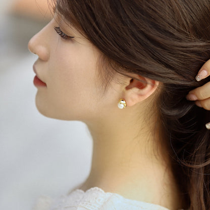 [Vivid Aurora]Dainty Bread Pearl Earrings