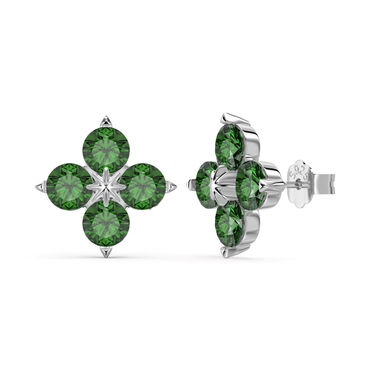 [Vivid Aurora]Four-Leaf Clover Eight-Pointed Star Earrings