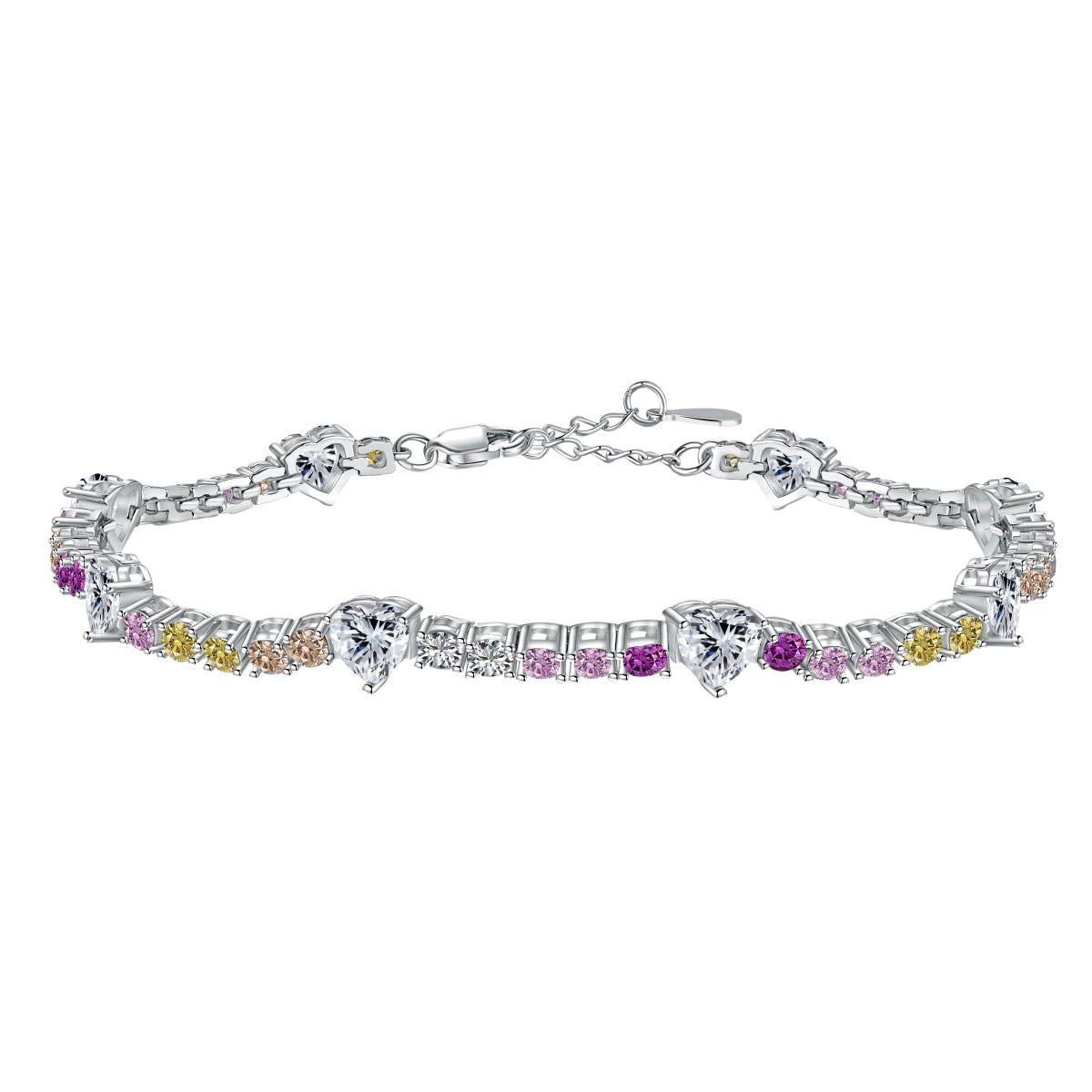 [Vivid Aurora]Romantic Heart Shape Round Cut Lover Bracelet