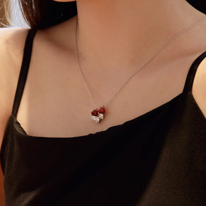 [Vivid Aurora]Dainty Red Heart Necklace