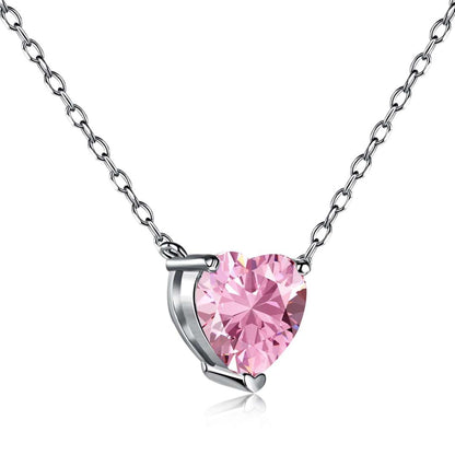 [Vivid Aurora]Heart Shape Main Stone Pendant Collarbone Necklace