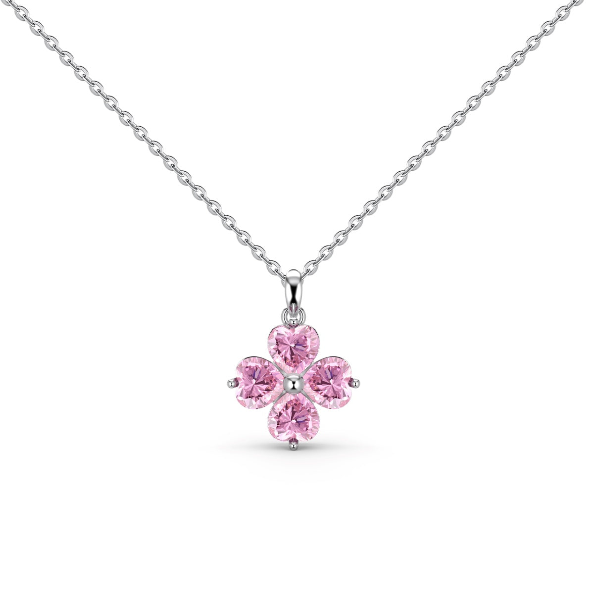 [Vivid Aurora]Heart-Shaped Four-Leaf Clover Bead Necklace