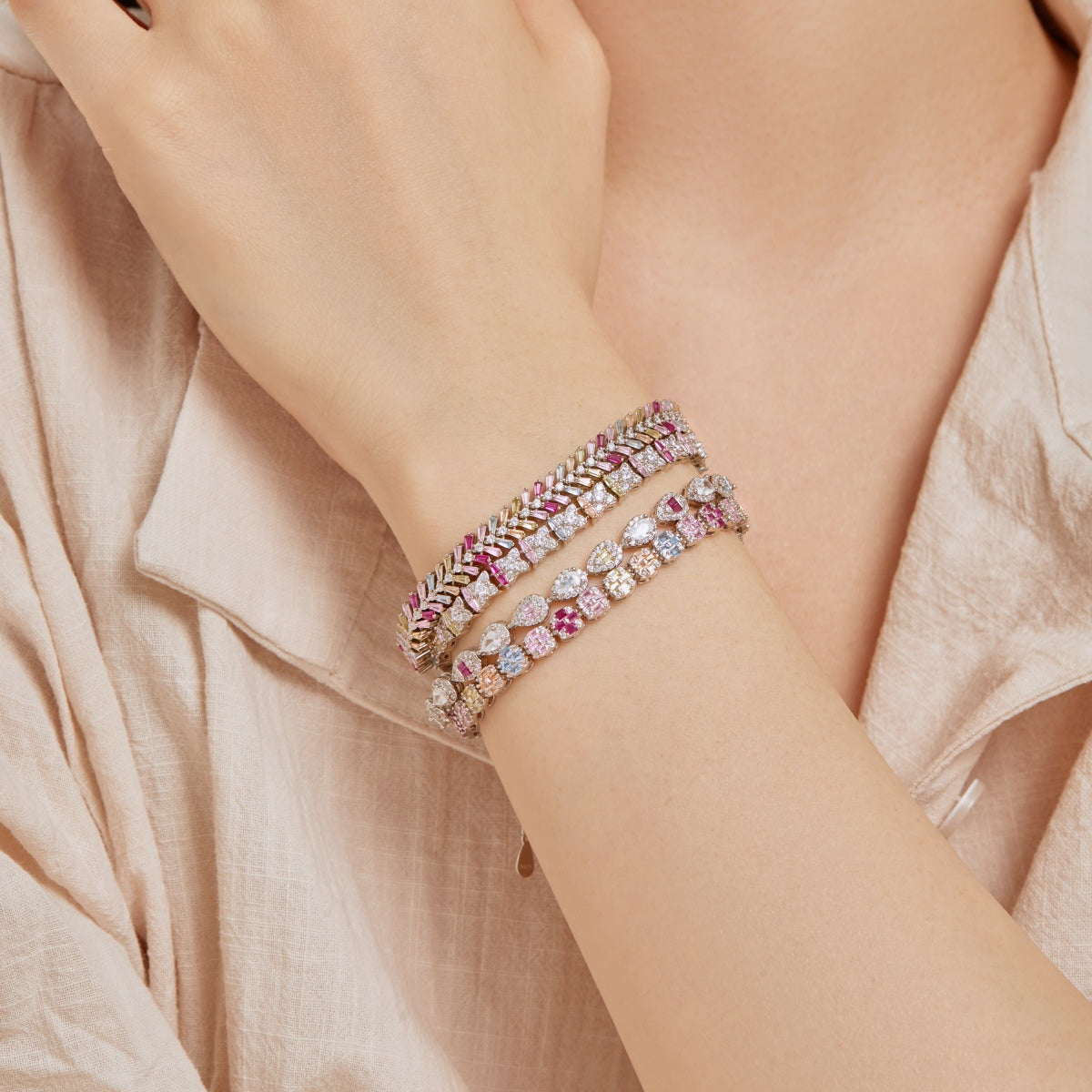 [Vivid Aurora]Dainty Radiant Emerald Cut Daily Bracelet