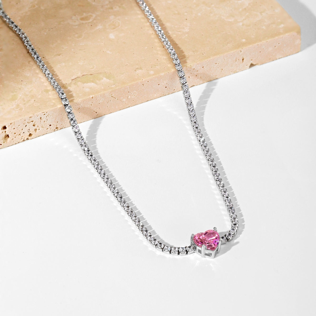 [Vivid Aurora]2.0 Carat Sparkling Tennis Heart Cut Necklace